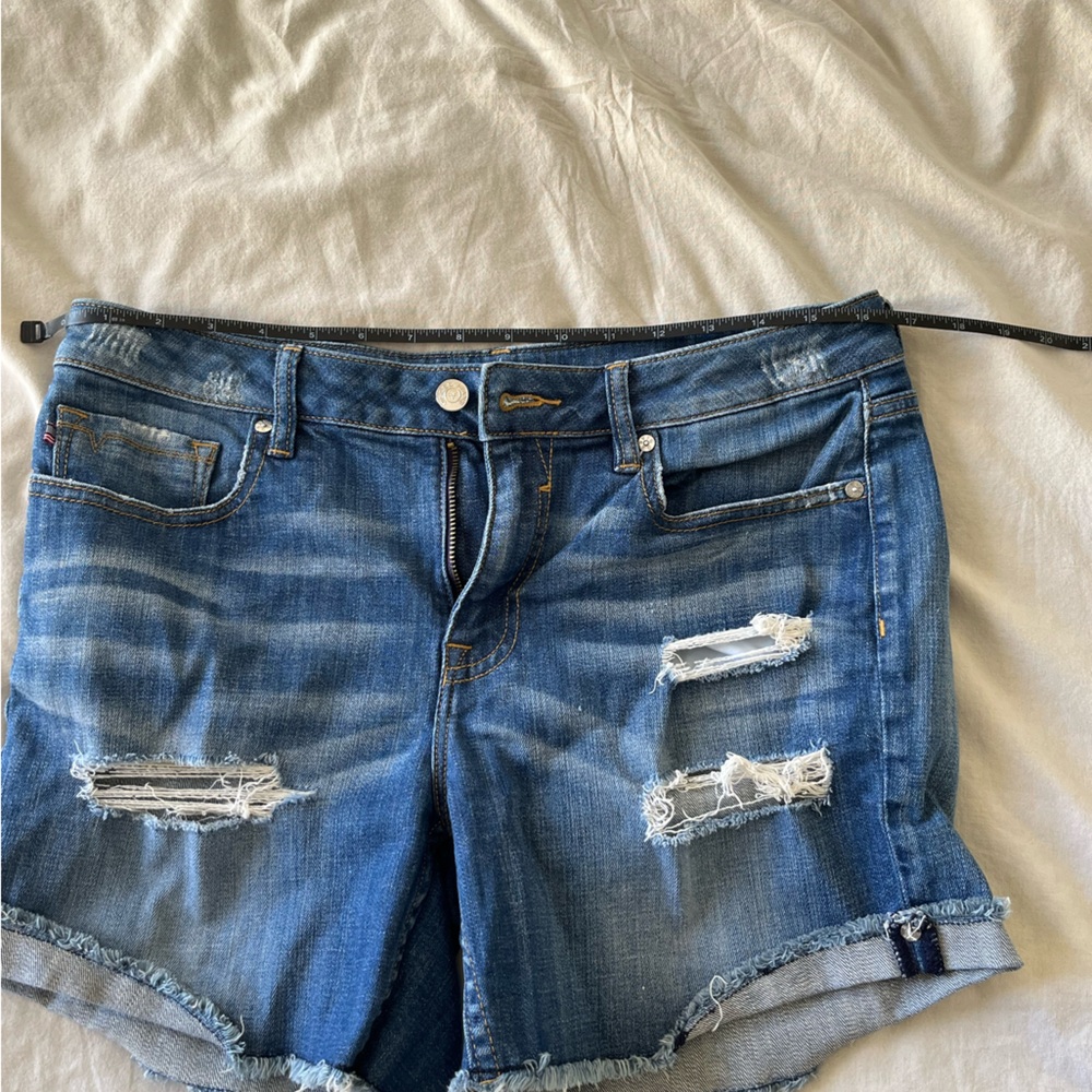 Distressed Blue Denim Shorts